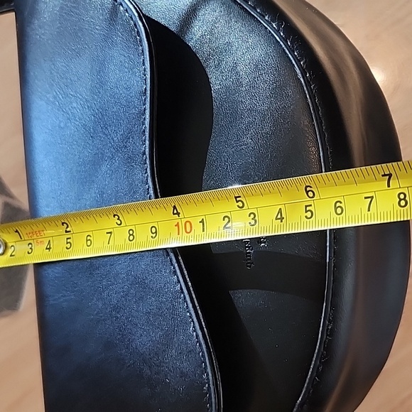 Structured FAUX Black Leather Crossbody Bag, EUC - Picture 13 of 15